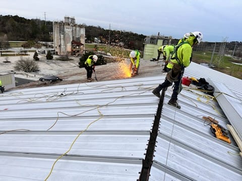 Workers on roof